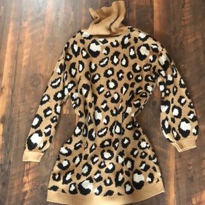 Leopard sweater dress brown and black